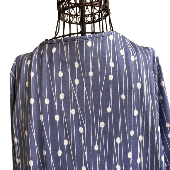NoraCora Tunic Top XL Blue White Polkadot Jersey Fabric Button Pleaded … - Picture 10 of 12